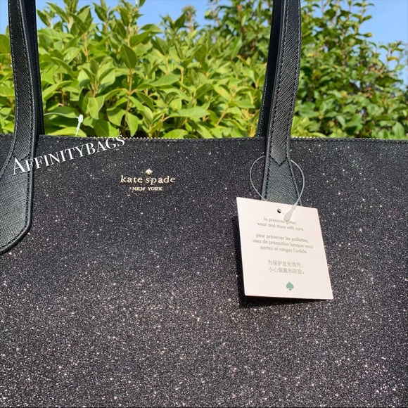 Kate spade large joeley Black glitter Holiday Tote - Picture 2 of 8